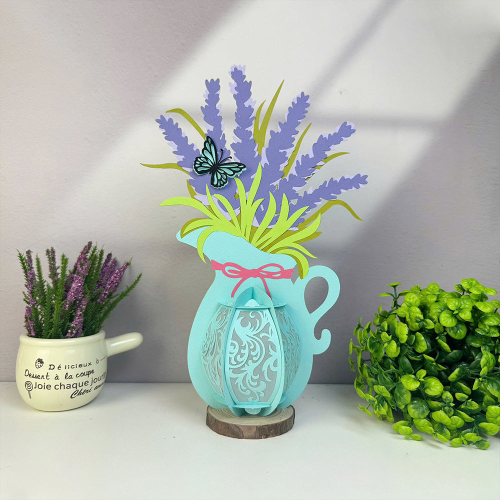 Lavender - 3D Flower Vase Paper Lantern File  - Cricut File  - VEKTOR KRAFT