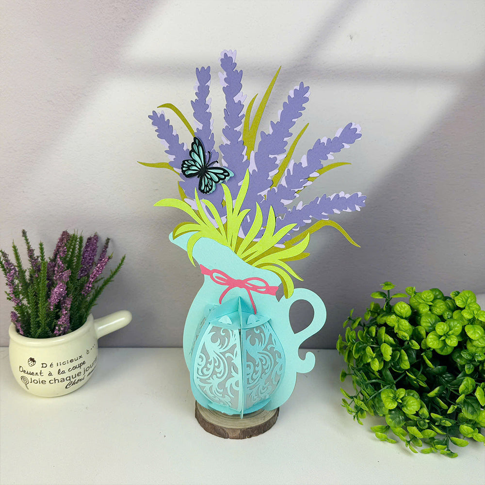 Lavender - 3D Flower Vase Paper Lantern File  - Cricut File  - VEKTOR KRAFT