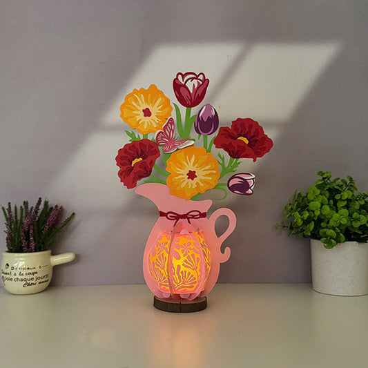 Poppy Mix Tulip - 3D Flower Vase Paper Lantern File  - Cricut File  - VEKTOR KRAFT