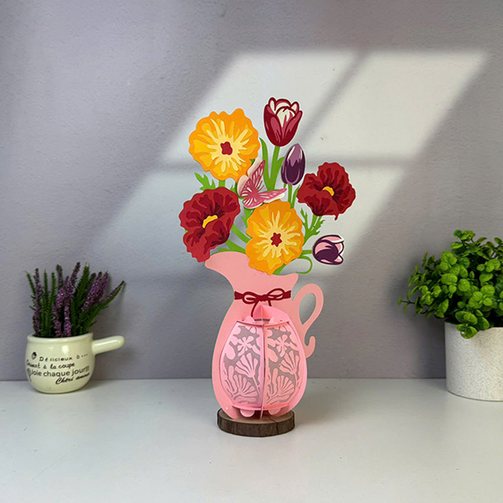 Poppy Mix Tulip - 3D Flower Vase Paper Lantern File  - Cricut File  - VEKTOR KRAFT