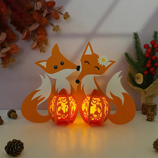 Fox Couple - 3D Valentine Paper Lantern File  - Cricut File  - VEKTOR KRAFT