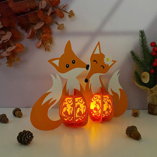 Fox Couple - 3D Valentine Paper Lantern File  - Cricut File  - VEKTOR KRAFT