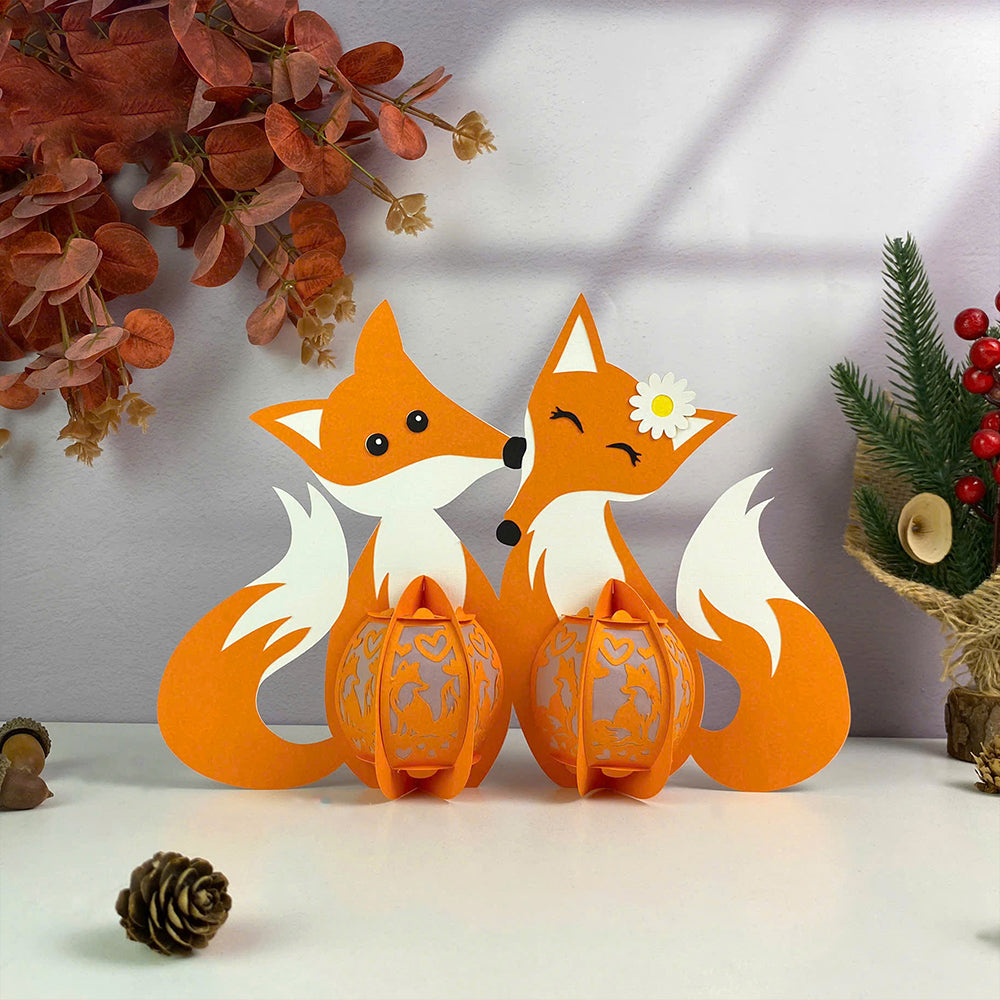 Fox Couple - 3D Valentine Paper Lantern File  - Cricut File  - VEKTOR KRAFT