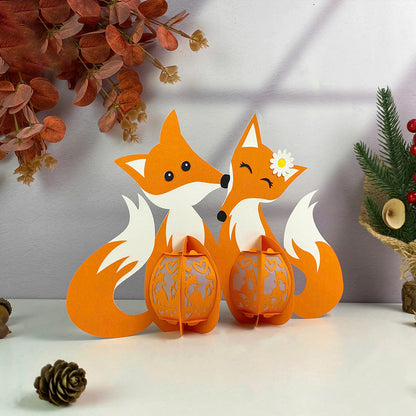 Fox Couple - 3D Valentine Paper Lantern File  - Cricut File  - VEKTOR KRAFT