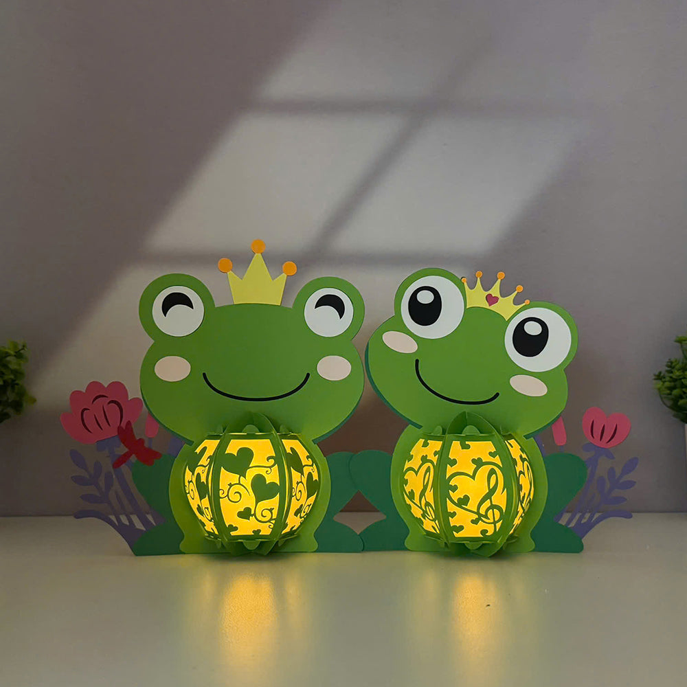 Frog Couple - 3D Valentine Paper Lantern File  - Cricut File  - VEKTOR KRAFT