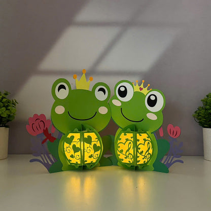 Frog Couple - 3D Valentine Paper Lantern File  - Cricut File  - VEKTOR KRAFT