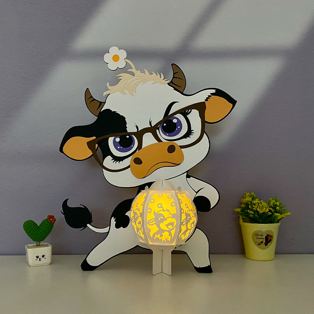 Funny Dairy Cow - 3D Funny Animal Paper Lantern File  - Cricut File  - VEKTOR KRAFT