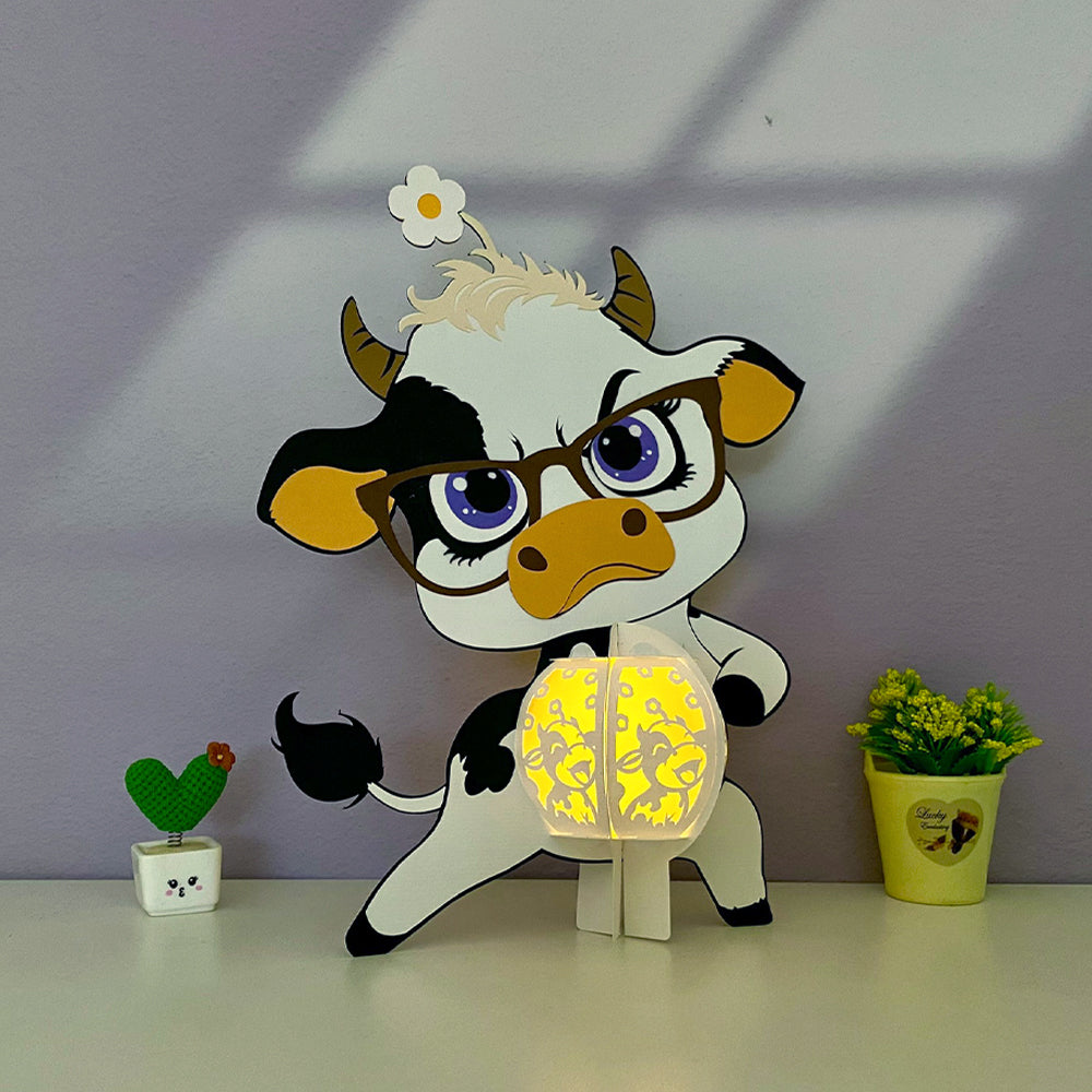 Funny Dairy Cow - 3D Funny Animal Paper Lantern File  - Cricut File  - VEKTOR KRAFT