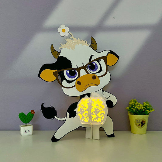 Funny Dairy Cow - 3D Funny Animal Paper Lantern File  - Cricut File  - VEKTOR KRAFT