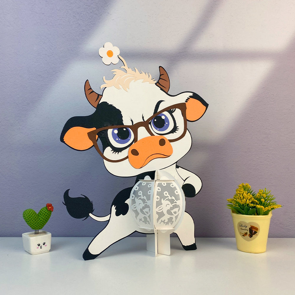 Funny Dairy Cow - 3D Funny Animal Paper Lantern File  - Cricut File  - VEKTOR KRAFT