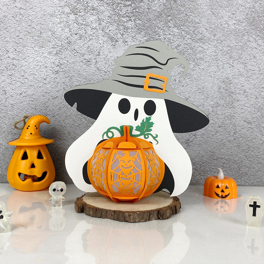 Ghost Pumpkin - 3D Halloween Paper Lantern File - Cricut File  - VEKTOR KRAFT