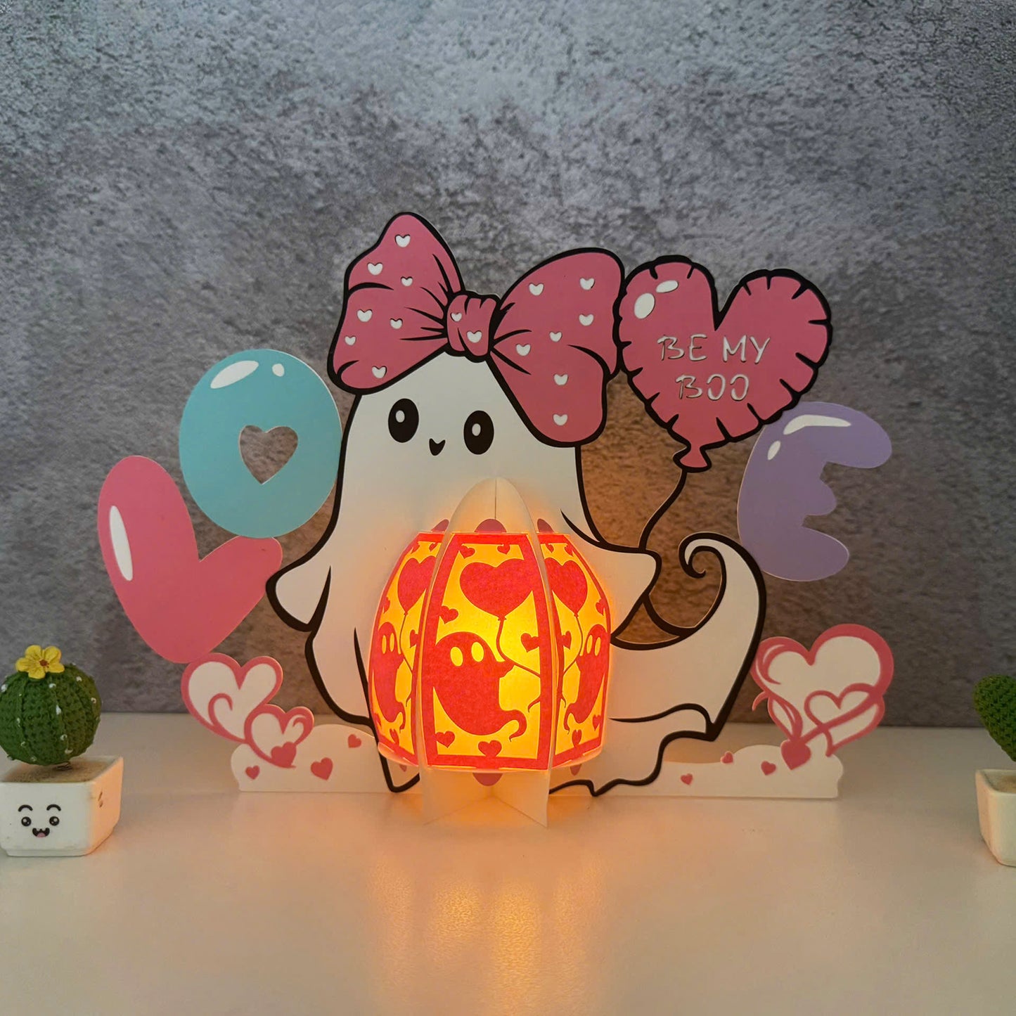 Ghost Valentine - 3D Valentine Paper Lantern File  - Cricut File  - VEKTOR KRAFT