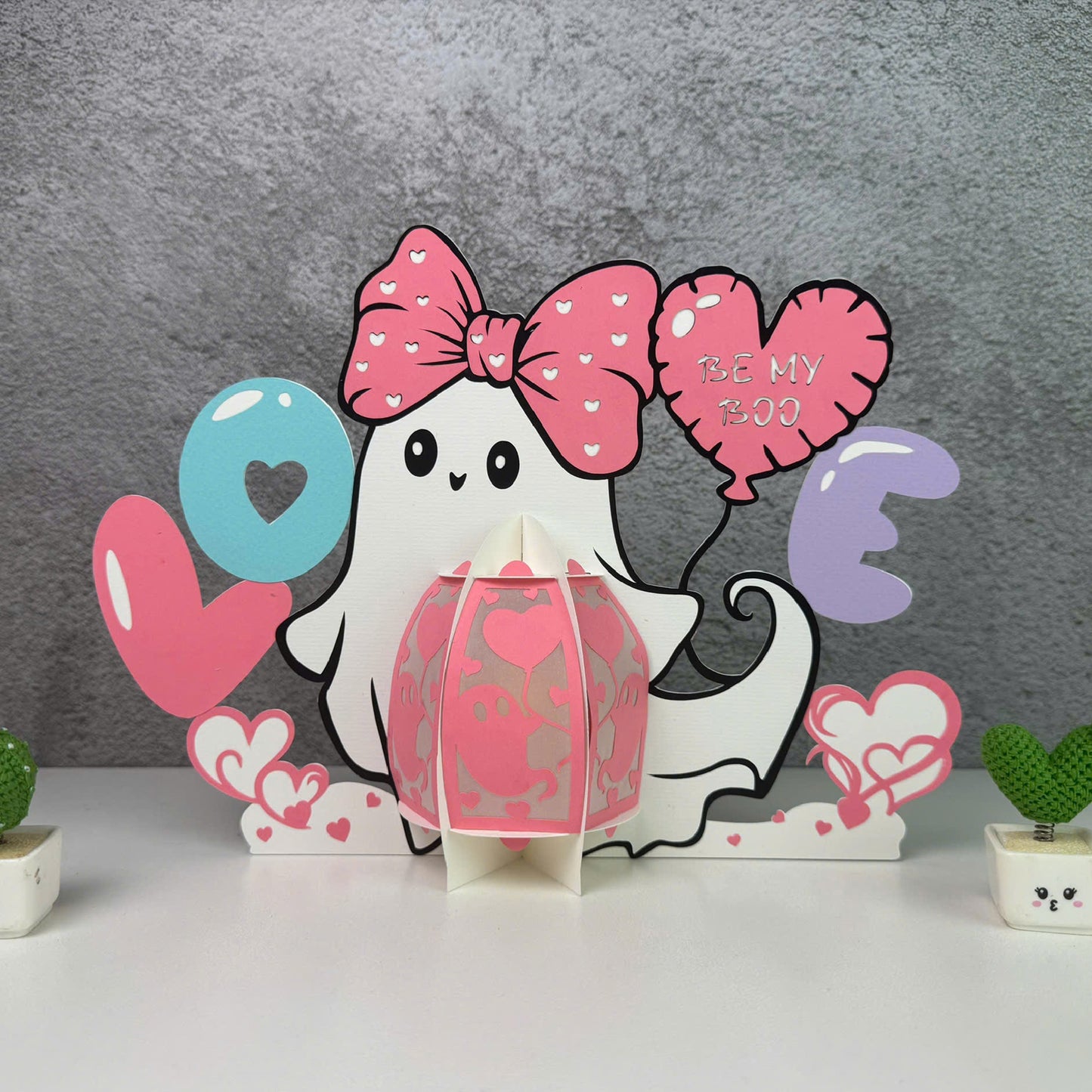 Ghost Valentine - 3D Valentine Paper Lantern File  - Cricut File  - VEKTOR KRAFT