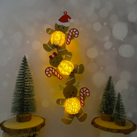 Gingerbread - 3D Christmas Paper Cut Lantern File - Cricut File  - VEKTOR KRAFT