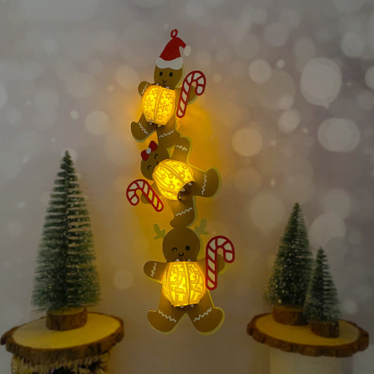 Gingerbread - 3D Christmas Paper Cut Lantern File - Cricut File  - VEKTOR KRAFT