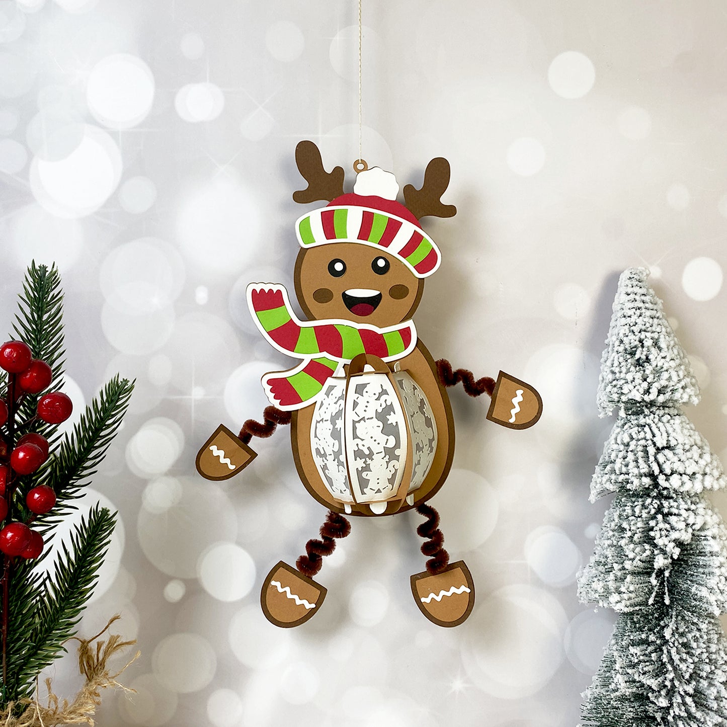 Gingerbread Hanging - 3D Christmas Paper Cut Lantern File - Cricut File  - VEKTOR KRAFT
