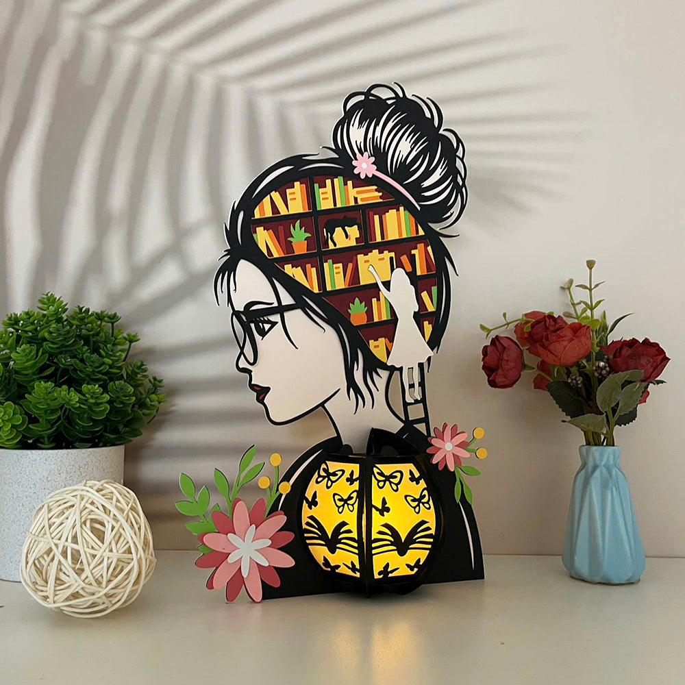 Girl Loves Books - 3D Paper Lantern File  - Cricut File  - VEKTOR KRAFT
