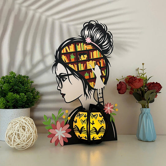 Girl Loves Books - 3D Paper Lantern File  - Cricut File  - VEKTOR KRAFT