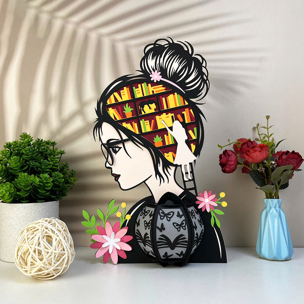 Girl Loves Books - 3D Paper Lantern File  - Cricut File  - VEKTOR KRAFT