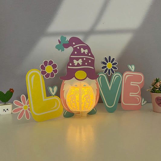 Gnome Love - 3D Valentine Paper Lantern File  - Cricut File  - VEKTOR KRAFT