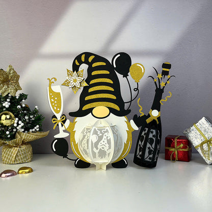 Gnome New Year 2 - 3D New Year Paper Cut Lantern File  - Cricut File  - VEKTOR KRAFT