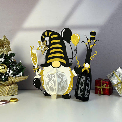 Gnome New Year 2 - 3D New Year Paper Cut Lantern File  - Cricut File  - VEKTOR KRAFT