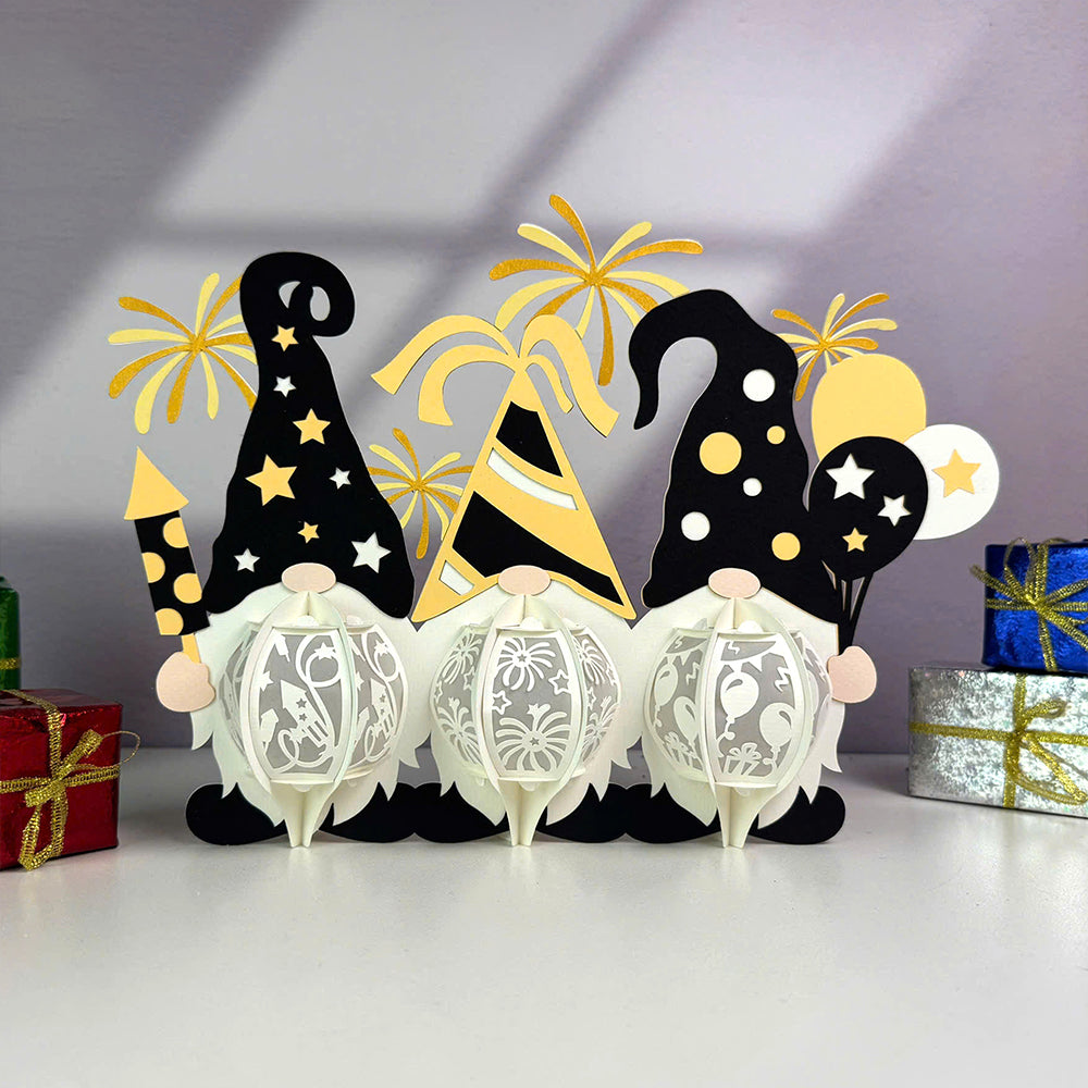 Gnome New Year - 3D New Year Paper Cut Lantern File  - Cricut File  - VEKTOR KRAFT