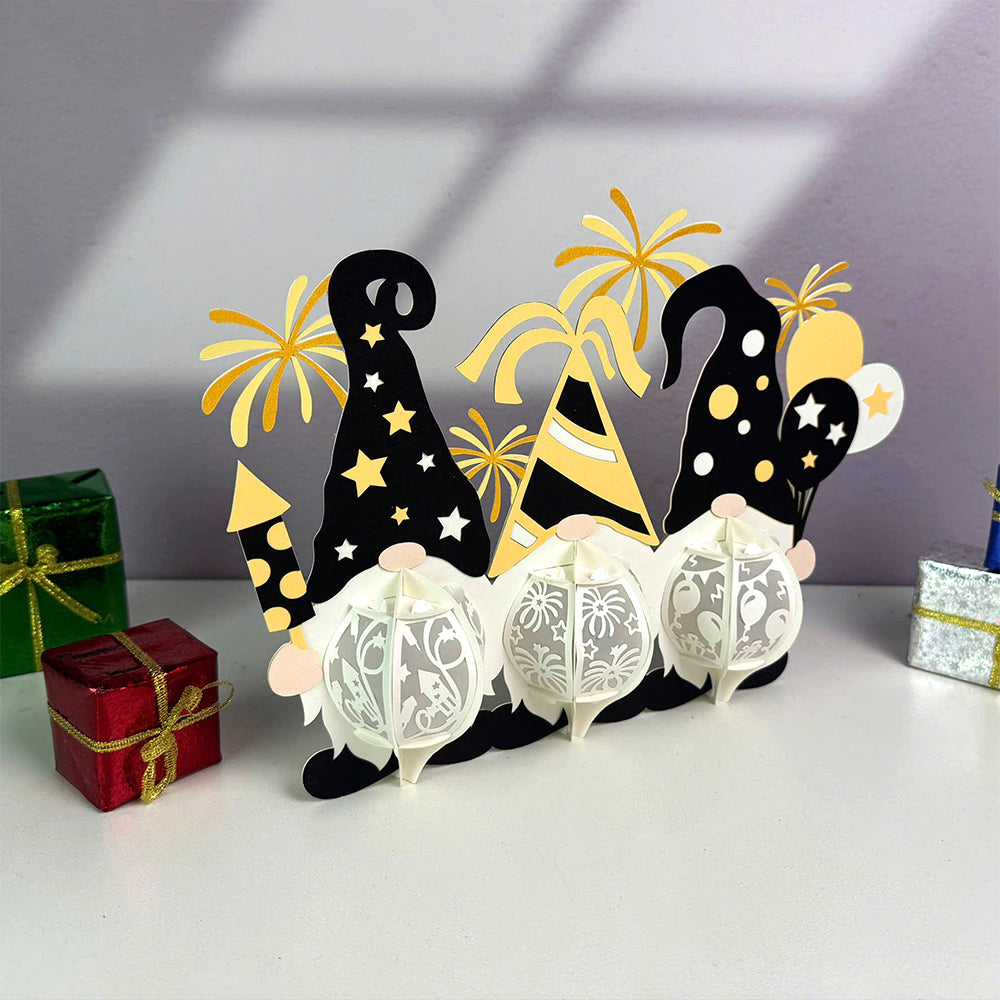 Gnome New Year - 3D New Year Paper Cut Lantern File  - Cricut File  - VEKTOR KRAFT