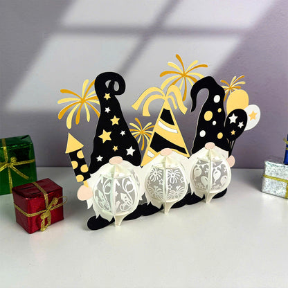 Gnome New Year - 3D New Year Paper Cut Lantern File  - Cricut File  - VEKTOR KRAFT