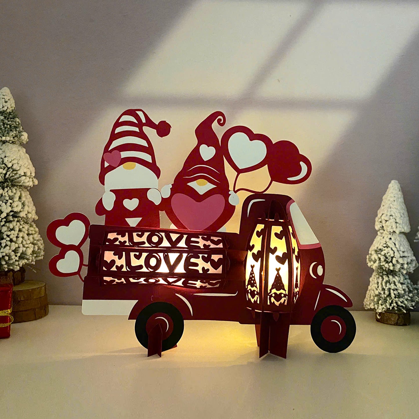 Gnome Truck - 3D Valentine Paper Lantern File  - Cricut File  - VEKTOR KRAFT