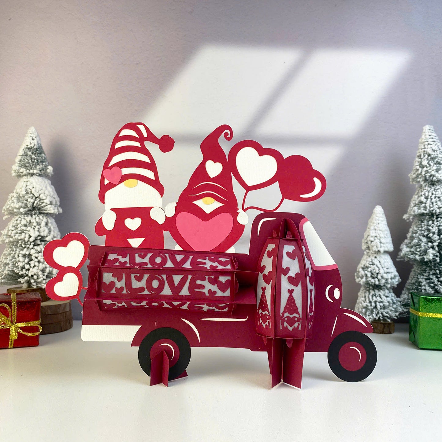 Gnome Truck - 3D Valentine Paper Lantern File  - Cricut File  - VEKTOR KRAFT
