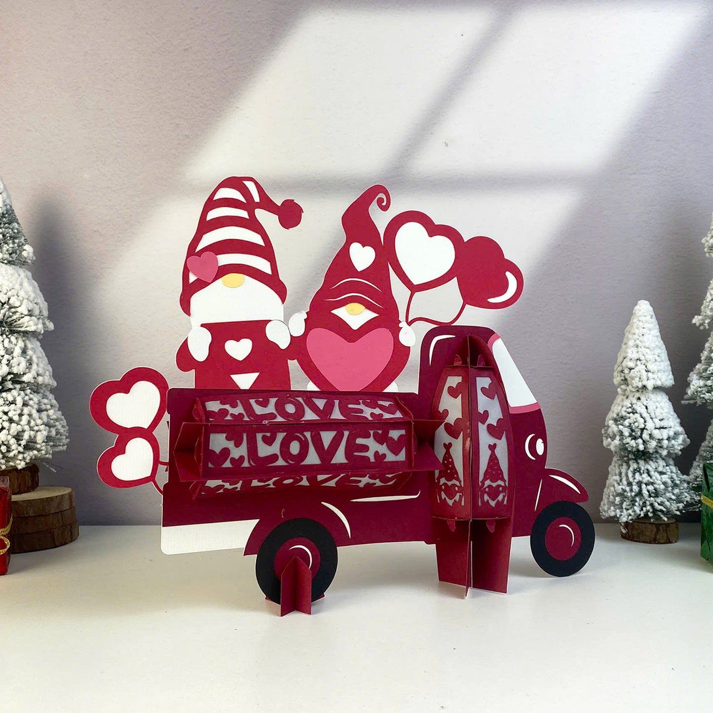 Gnome Truck - 3D Valentine Paper Lantern File  - Cricut File  - VEKTOR KRAFT