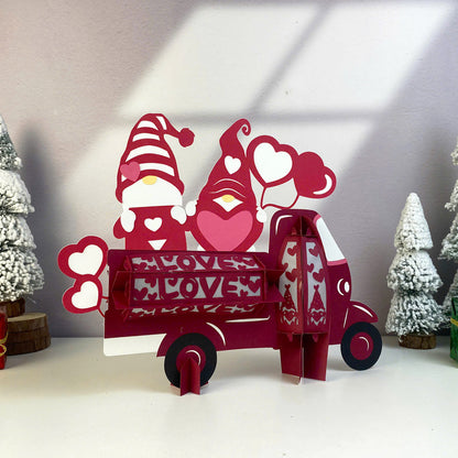 Gnome Truck - 3D Valentine Paper Lantern File  - Cricut File  - VEKTOR KRAFT