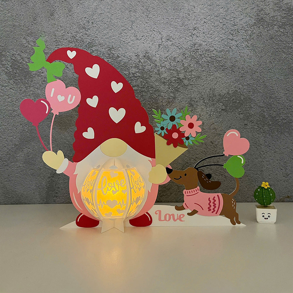 Gnome Valentine 2 - 3D Valentine Paper Lantern File  - Cricut File  - VEKTOR KRAFT