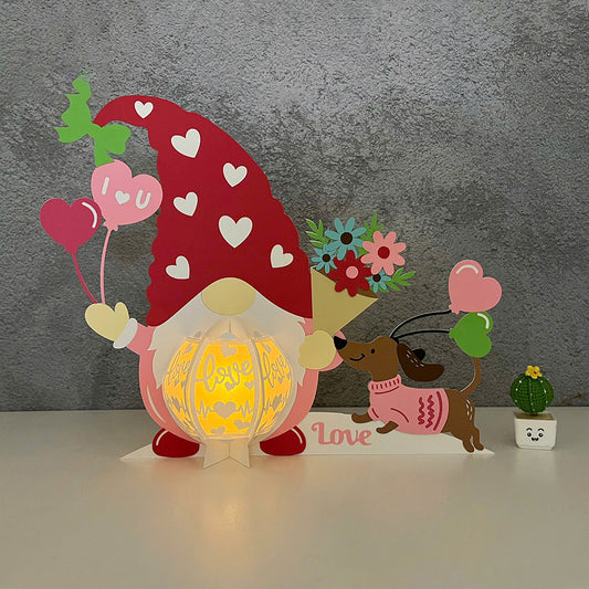 Gnome Valentine 2 - 3D Valentine Paper Lantern File  - Cricut File  - VEKTOR KRAFT