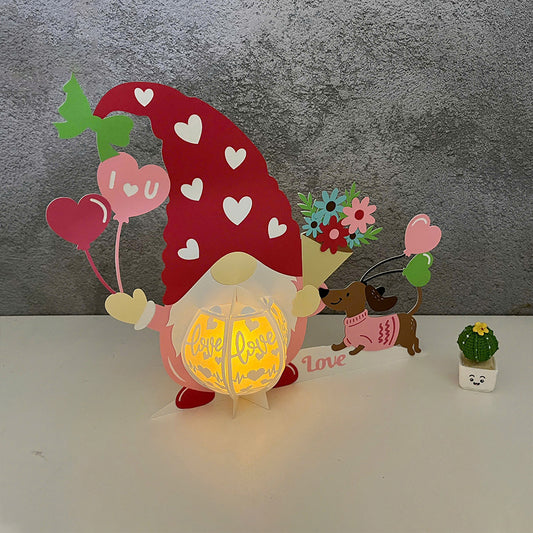 Gnome Valentine 2 - 3D Valentine Paper Lantern File  - Cricut File  - VEKTOR KRAFT