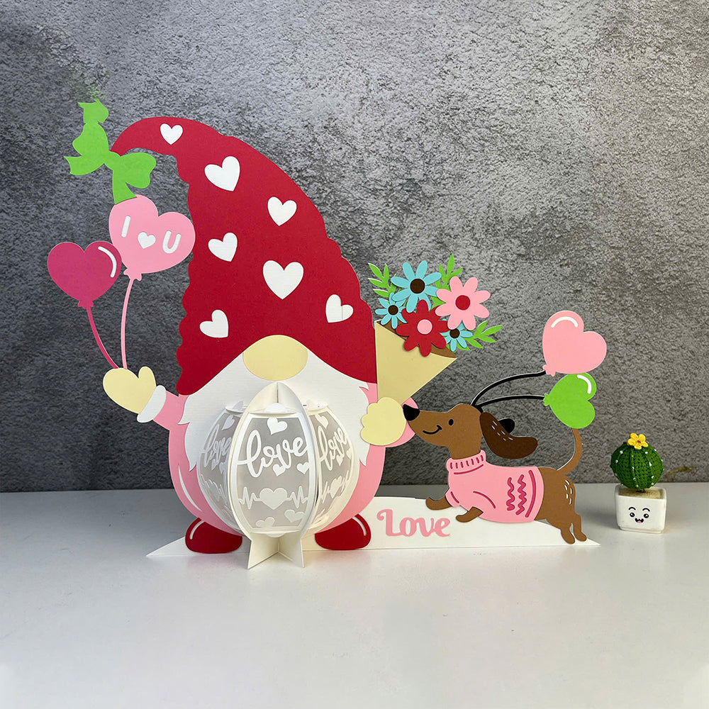 Gnome Valentine 2 - 3D Valentine Paper Lantern File  - Cricut File  - VEKTOR KRAFT