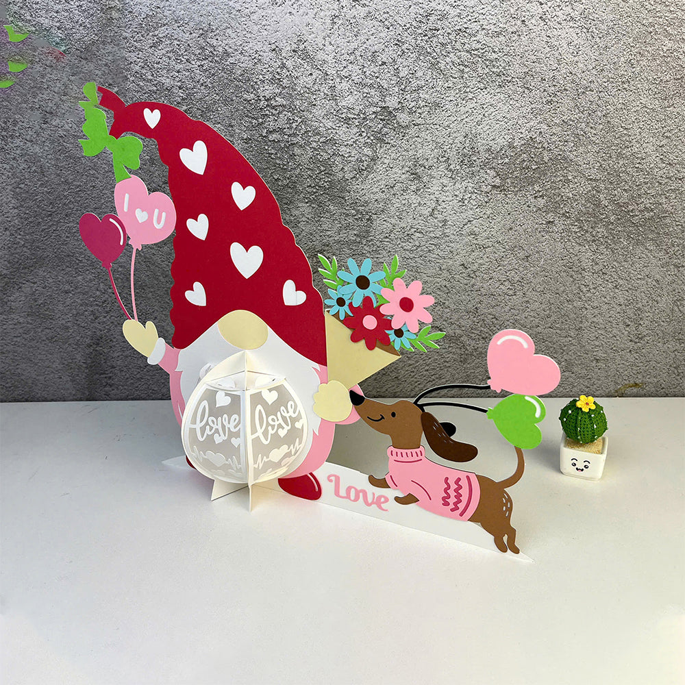 Gnome Valentine 2 - 3D Valentine Paper Lantern File  - Cricut File  - VEKTOR KRAFT