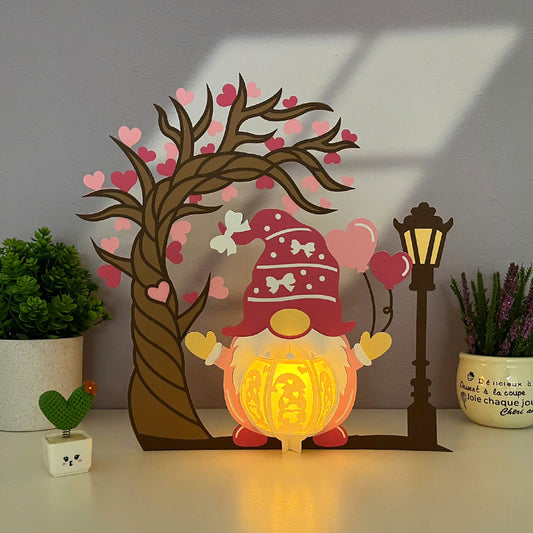 Gnome Valentine 3 - 3D Valentine Paper Lantern File  - Cricut File  - VEKTOR KRAFT