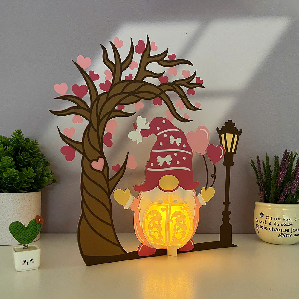 Gnome Valentine 3 - 3D Valentine Paper Lantern File  - Cricut File  - VEKTOR KRAFT