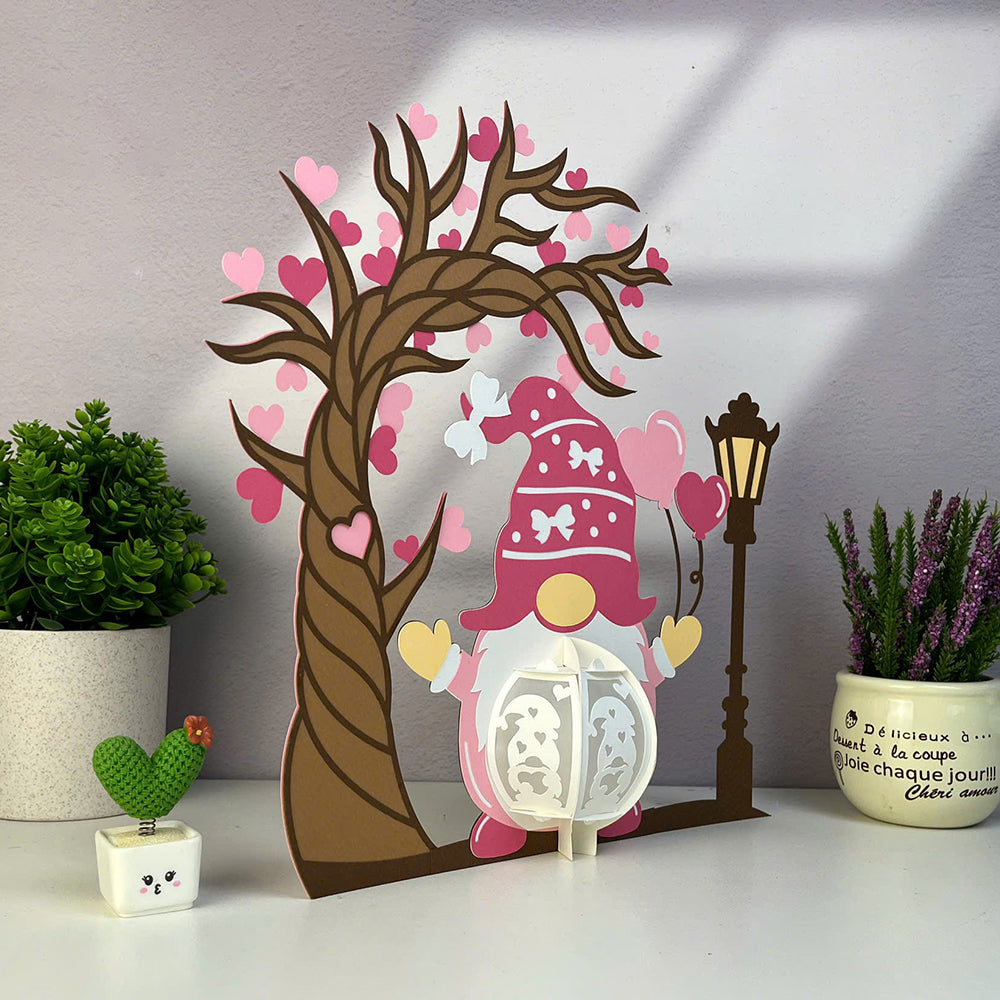 Gnome Valentine 3 - 3D Valentine Paper Lantern File  - Cricut File  - VEKTOR KRAFT