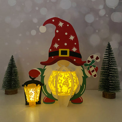 Gnome Xmas 2 - 3D Christmas Paper Cut Lantern File - Cricut File  - VEKTOR KRAFT
