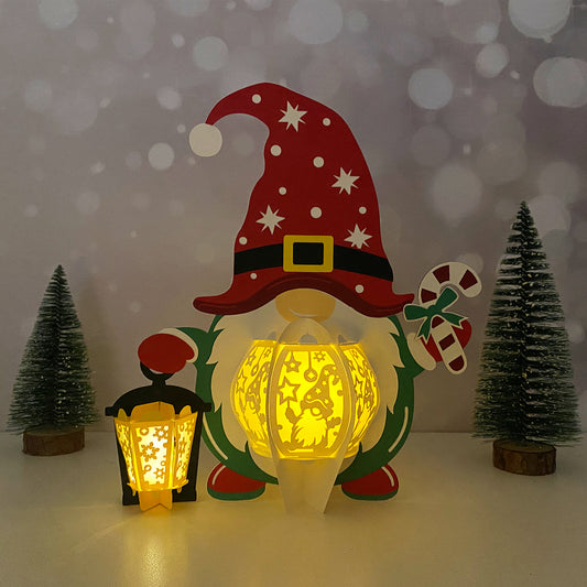 Gnome Xmas 2 - 3D Christmas Paper Cut Lantern File - Cricut File  - VEKTOR KRAFT