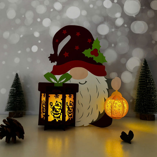 Gnome Xmas 3 - 3D Christmas Paper Cut Lantern File - Cricut File  - VEKTOR KRAFT