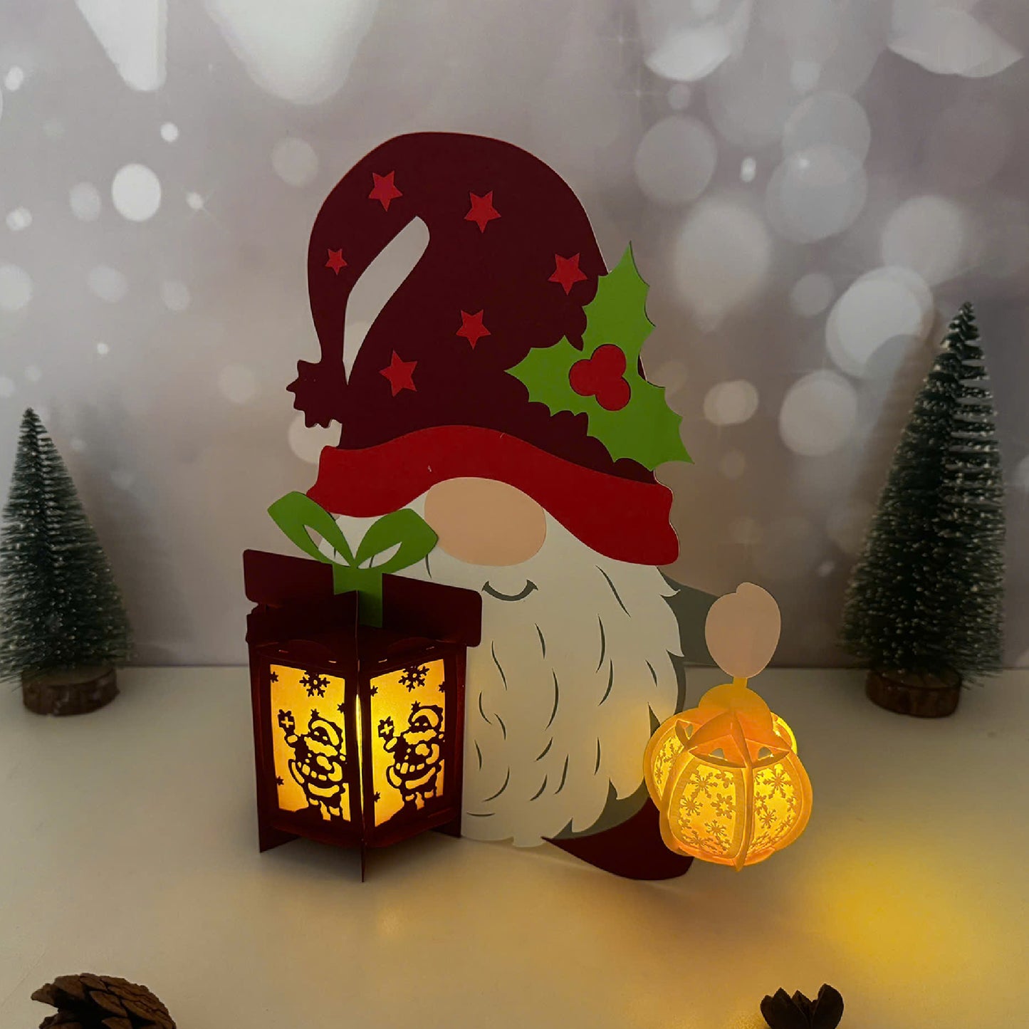 Gnome Xmas 3 - 3D Christmas Paper Cut Lantern File - Cricut File  - VEKTOR KRAFT