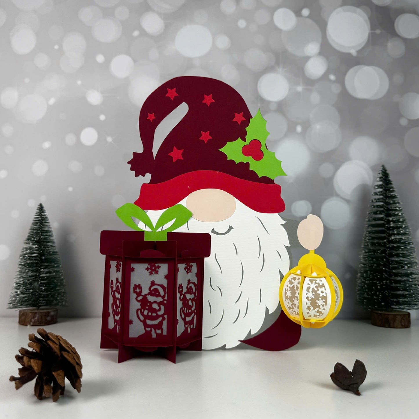 Gnome Xmas 3 - 3D Christmas Paper Cut Lantern File - Cricut File  - VEKTOR KRAFT