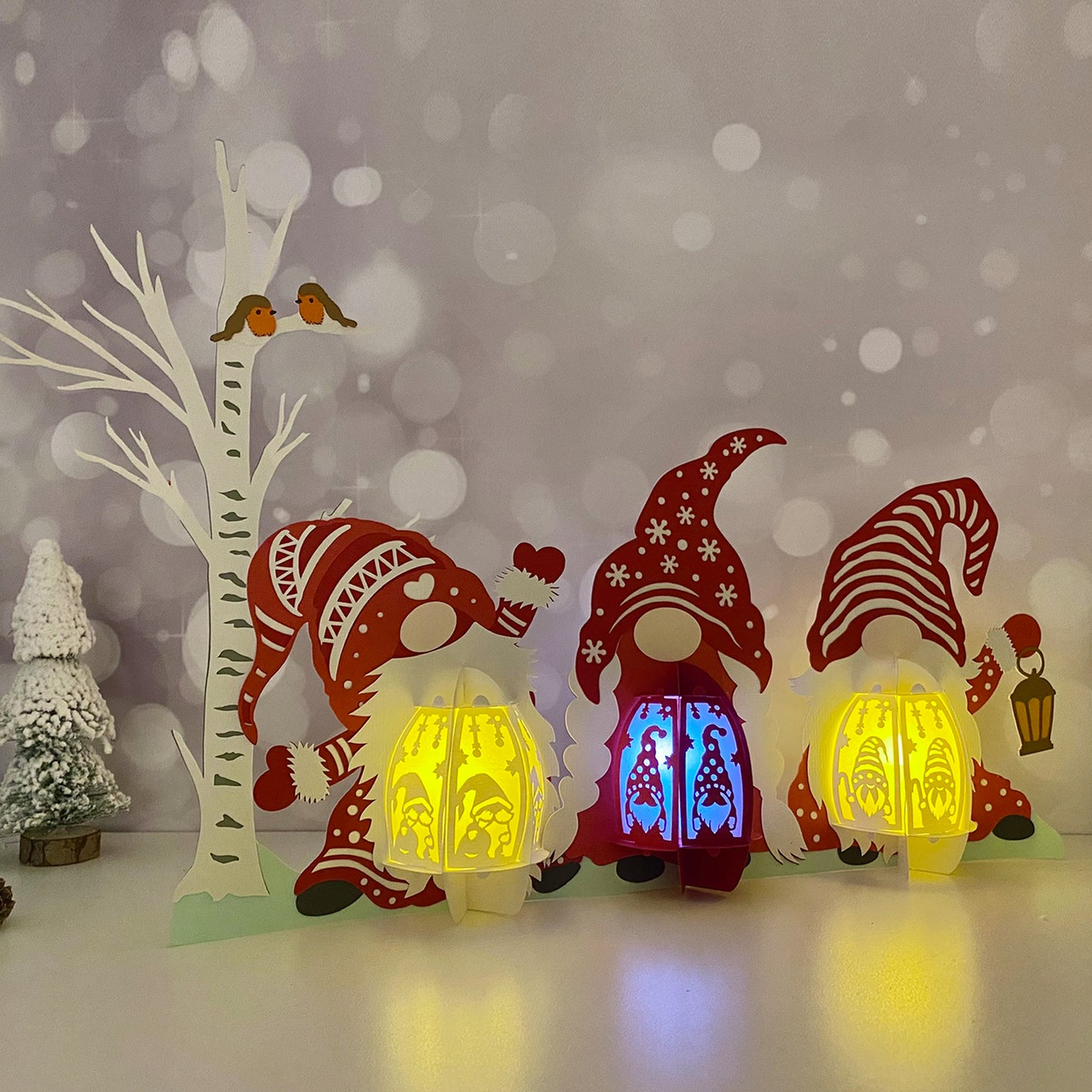 Xmas Gnome - 3D Christmas Paper Cut Lantern File - Cricut File  - VEKTOR KRAFT