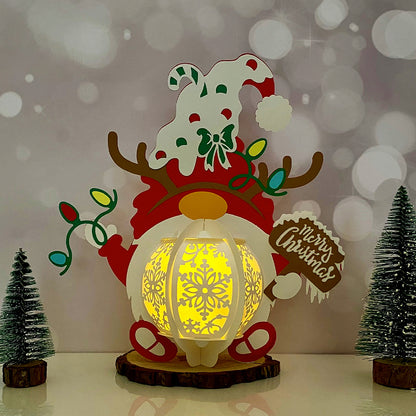 Gnome Xmas - 3D Christmas Paper Cut Lantern File - Cricut File  - VEKTOR KRAFT