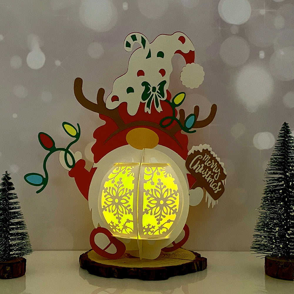 Gnome Xmas - 3D Christmas Paper Cut Lantern File - Cricut File  - VEKTOR KRAFT