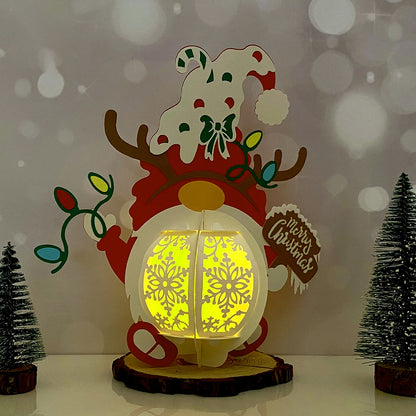 Gnome Xmas - 3D Christmas Paper Cut Lantern File - Cricut File  - VEKTOR KRAFT